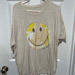 Aerie Beige Smiley Face Tee